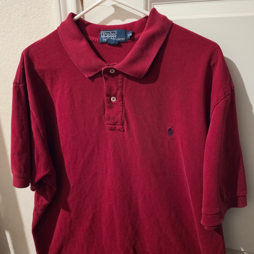 Polo Ralph Lauren Mens XXL Red Short Sleeve Cotton Pique Polo Shirt Logo